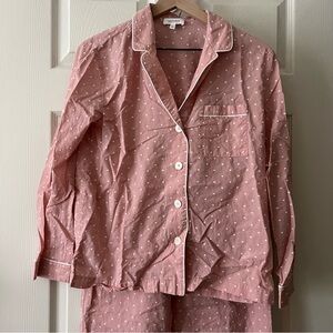 Haven Well Within Cotton Poplin Pajama Set Pink Mauve Polka Dot Size Small